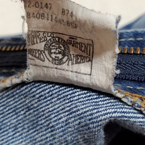 VINTAGE 70s Lee Union Made High Waisted Cropped Flare Cotton Husky Denim Jeans - Picture 13 of 14